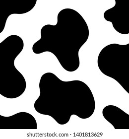 Cow Spots Seamless Black Pattern Or Animal Print Or Dalmatian Dog Stains. Vector Illustration Eps 10