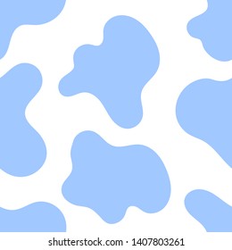 Cow spots seamless blue pattern or animal print or dalmatian dog stains. Vector illustration Eps 10