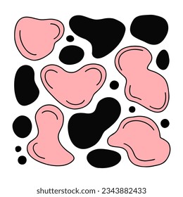 cow spots, skin print, pattern. Vector Illustration for printing, backgrounds, covers and packaging. Image can be used for greeting cards, posters, stickers and textile. Isolated on white background.