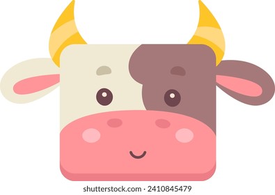 Cow Square Face Vector Illustration