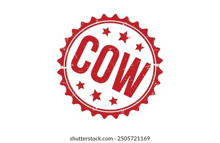 COW stamp red rubber stamp on white background. COW stamp sign. COW stamp.