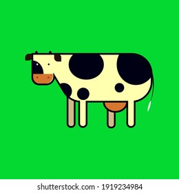 Cow standing character icon vector illustration.
