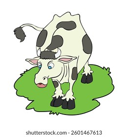 Cow standing on grass vector illustration