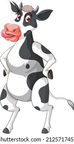 Cow standing on two legs cartoon character illustration