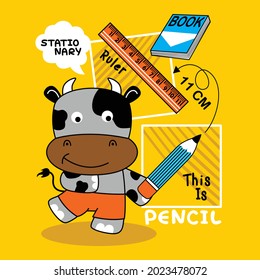 cow and stationary funny animal cartoon