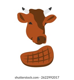 vetor de bife de vaca projeto de ilustração beefsteak isolado churrasco