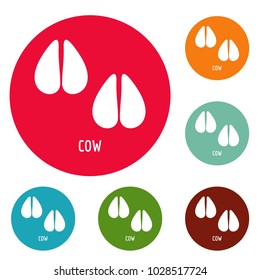 Cow step icons circle set vector isolated on white background