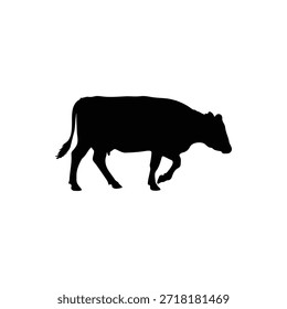 Cow step silhouette icon vector flat design.