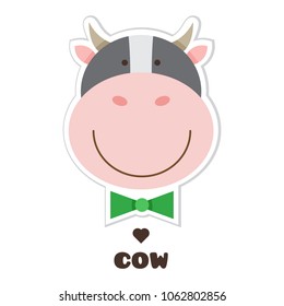 Cow. Sticker. Vector illustration.
