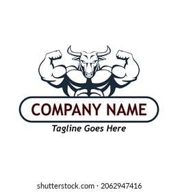 cow strong company logo a simple flat design