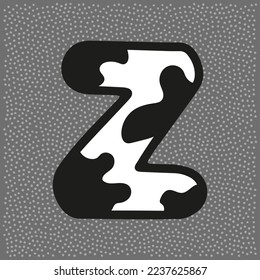 Cow style alphabet with black spots, letter Z