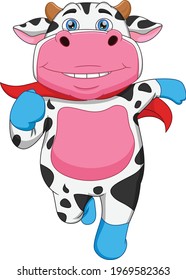 cow superhero cartoon isolated on white background