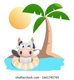 nado de vacas en el diseño vectorial de la playa