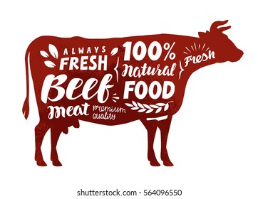 Cow symbol. Meat, beef vector illustration