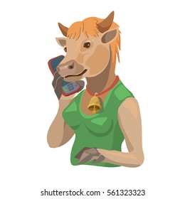 Cow talking on a cell phone