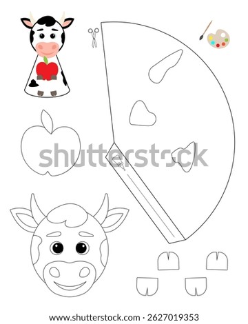 Cow template for coloring and building for games