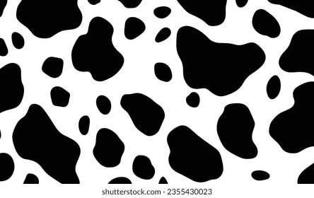 Textura de vaca Impresión de animales Patrón sin soldadura: Formas en blanco y negro que evocan la nostalgia de los años 60 y 70
