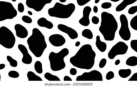 Cow Texture Animal Print Seamless Pattern: Vintage Vibe with Black and White Shapes, Ideal for Home and Fashion
