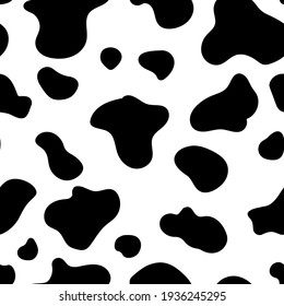 Cow texture pattern. Animal skin template. Spot background. Vector design illustration. Random bovine spots hand drawn design. Farm animal textural banner.