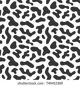 Cow texture pattern. Black and white seamless background. Vector illustration