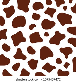 Cow texture pattern. Brown spot background. Animal skin template. Vector design illustration.