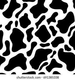 Cow texture pattern repeated seamless. Cow texture design background pattern backdrop wallpaper. Cow texture pattern repeated seamless black white. Seamless vector background. Cow print.