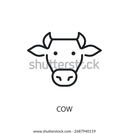 Cow thin line vector icons.