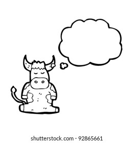 Kuh mit Gedankenblase-Cartoon
