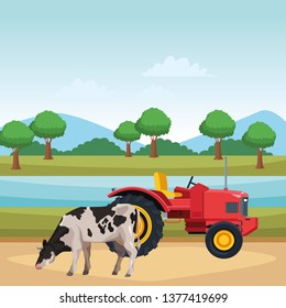 cow and tractor
