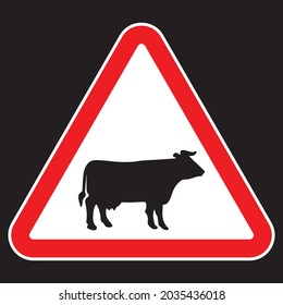 Cow traffic sign. Isolated road icon board icon design