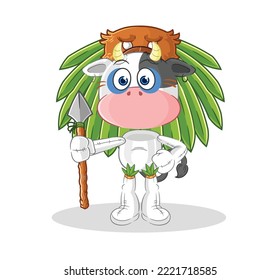 the cow tribal man mascot. cartoon vector
