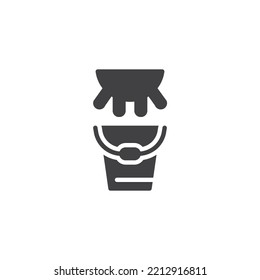 Cow udder and bucket vector icon. filled flat sign for mobile concept and web design. Cow milk glyph icon. Symbol, logo illustration. Vector graphics