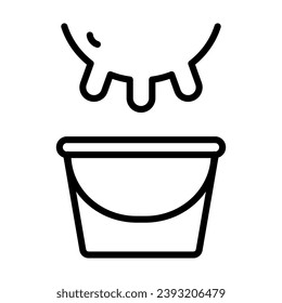 Cow udder and milk bucket icon in outline style for mobile and web. Cow udder and bucket of milk line icon, dairy products concept, milking cow sign on white background. Vector graphics