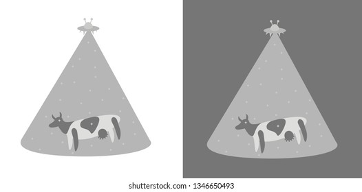 Cow and UFO vector