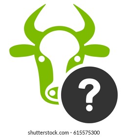 Cow Unknown Status vector icon. Flat bicolor eco green and gray symbol. Pictogram is isolated on a white background. Designed for web and software interfaces.