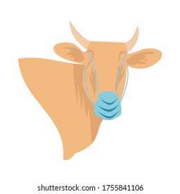 A cow uses a mask.