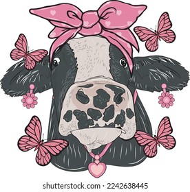 Cow Valentine Day For Print Template