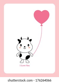 cow valentine greeting card