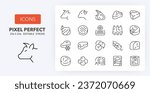 Cow and veal meats products, thin line icon set. Outline symbol collection. Editable vector stroke. 256x256 Pixel Perfect scalable to 128px, 64px...