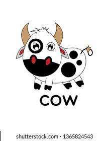 cow, vector animal cartoon, coloring book or page