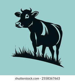 Cow Vector art icon Silhoutte, Indian line art, circle