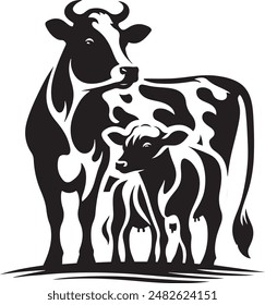 Cow vector art silhouette style with white background