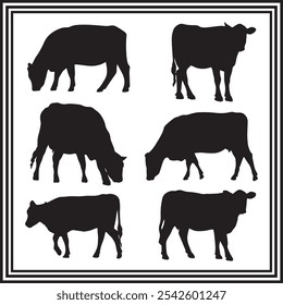 Kuh Vektor schwarze Silhouette Set.