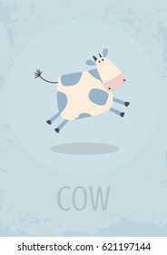 Cow vector children card