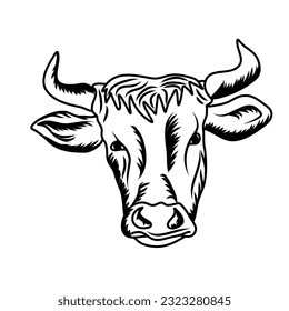 Cow vector draw by hands, cow head vectors