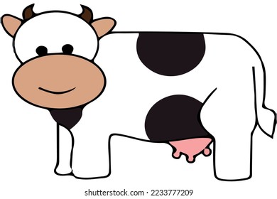 cow vector draw colored cute
