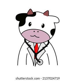 cow vector dressed in doctor