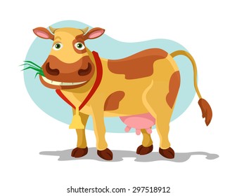 Cow vector flat cartoon illustration