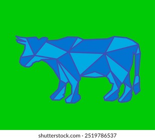 Vaca. Vector de vaca. Diseño geométrico de vaca. Vaca de fondo verde.