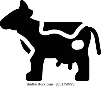 icono plano de glifo vectorial de vaca